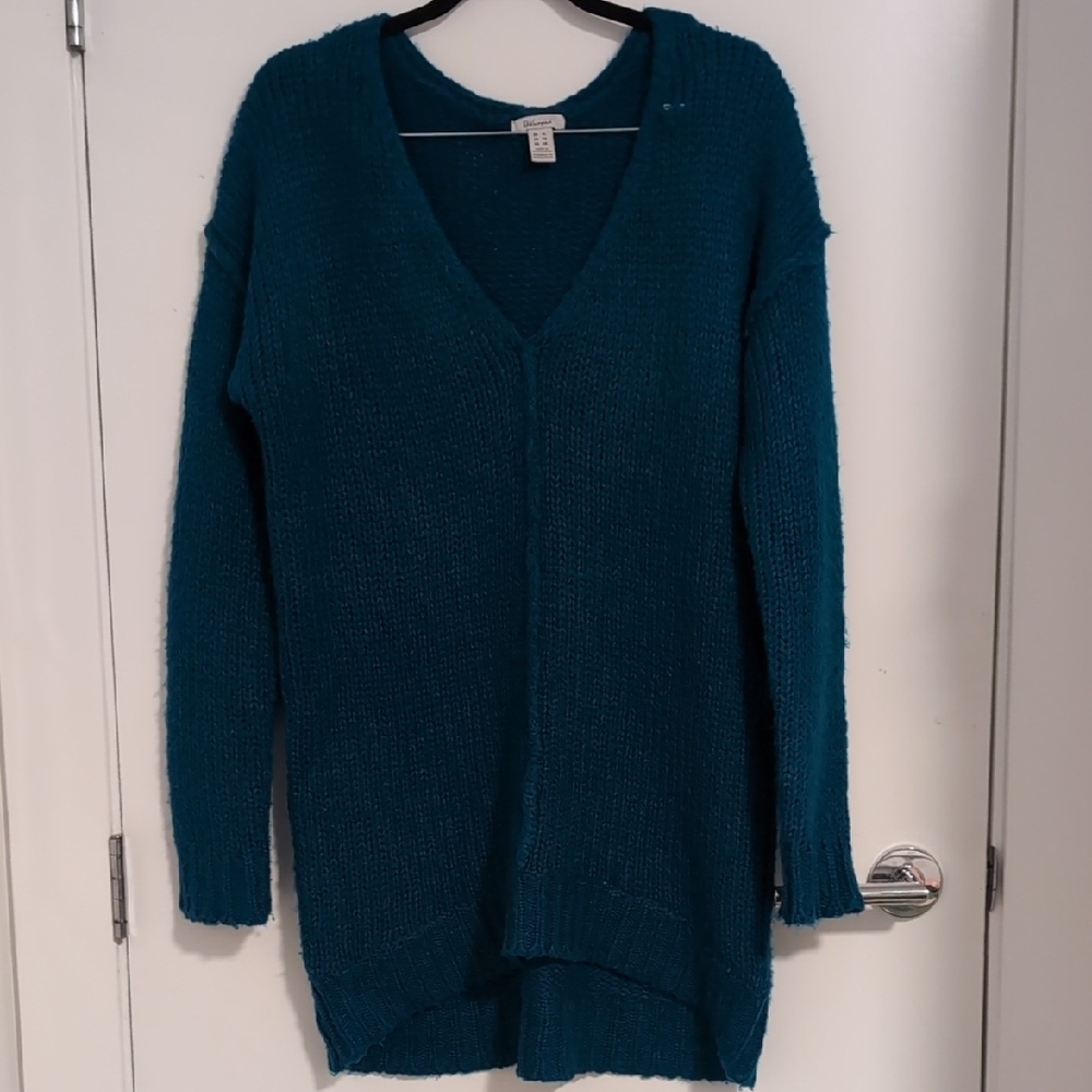 Blue V-Neck Oversized Sweater